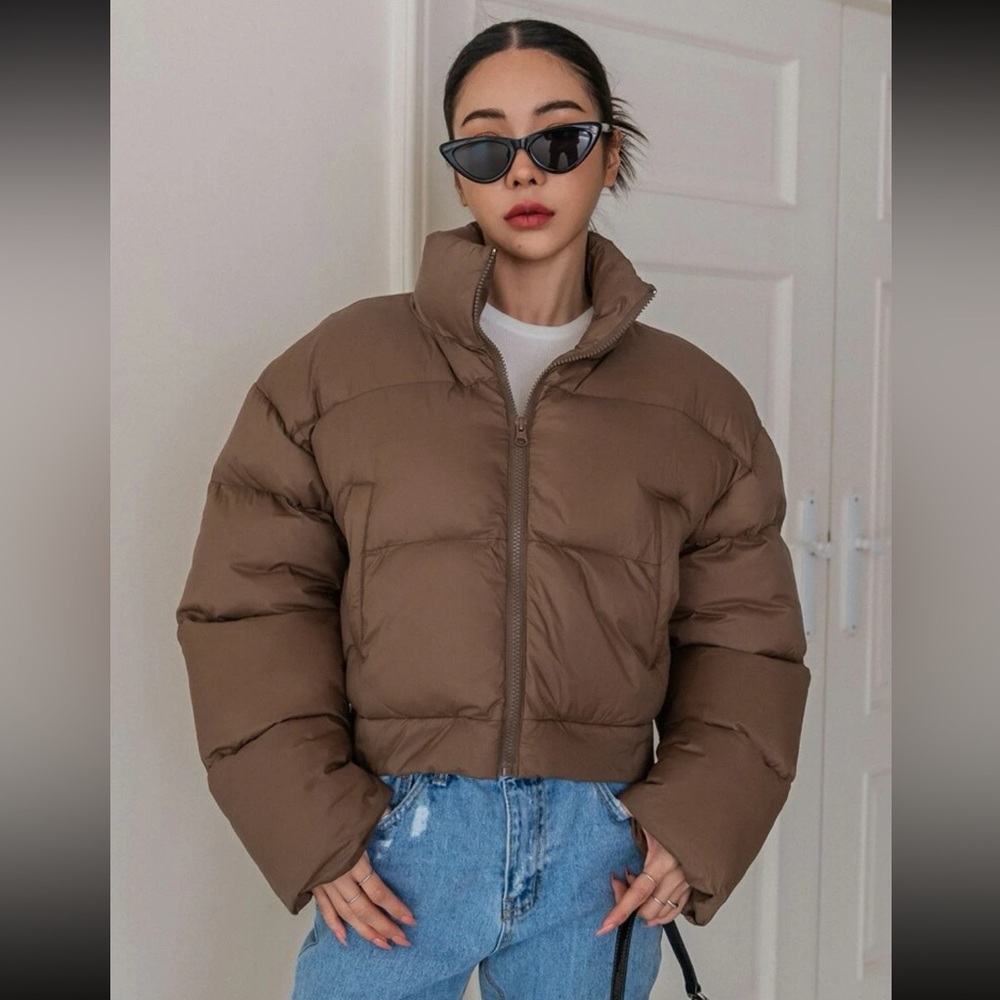 Zipper Front cropped Puffer Jacket